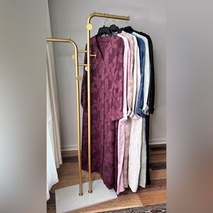 Elegant Burgundy Long Abaya Modest Maxi dress with Floral Pattern